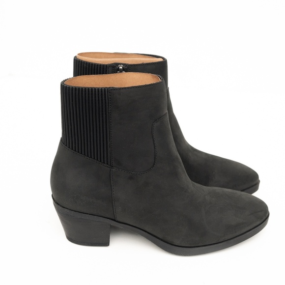 Vionic -  Shantelle Black Waterproof Nubuck Leather Ankle Boots - Wide Width - Picture 1 of 14